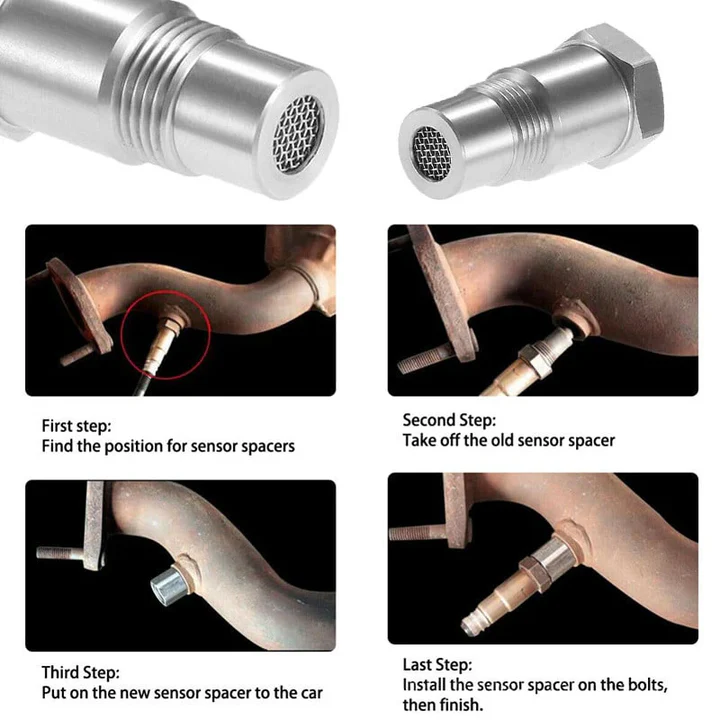 O2 Sensor Spacer Adapter with Built-In Mini Catalytic Converter for Check Engine Light