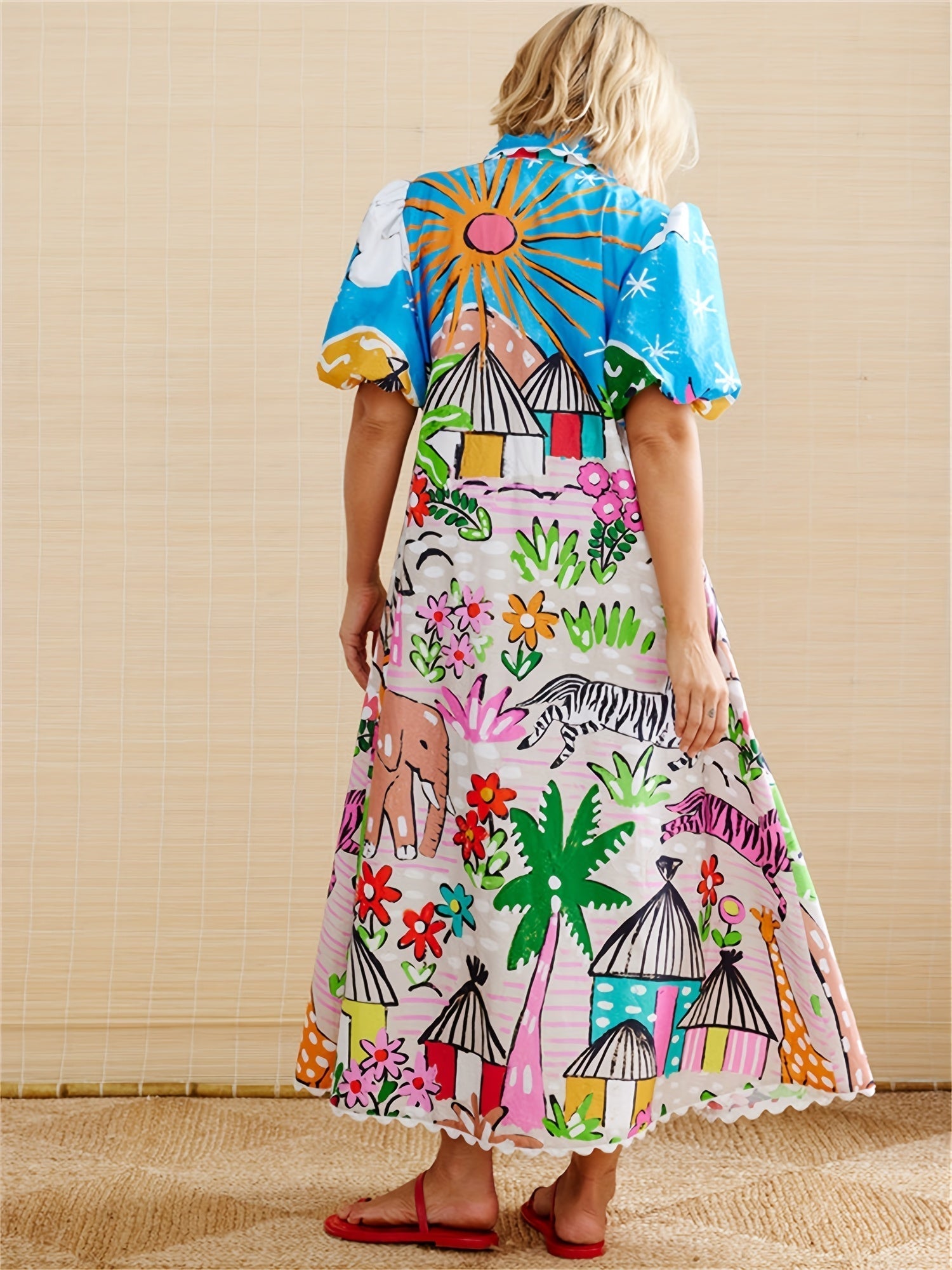 Image of Olive | Women's Short Sleeve A-Line Midi Dress