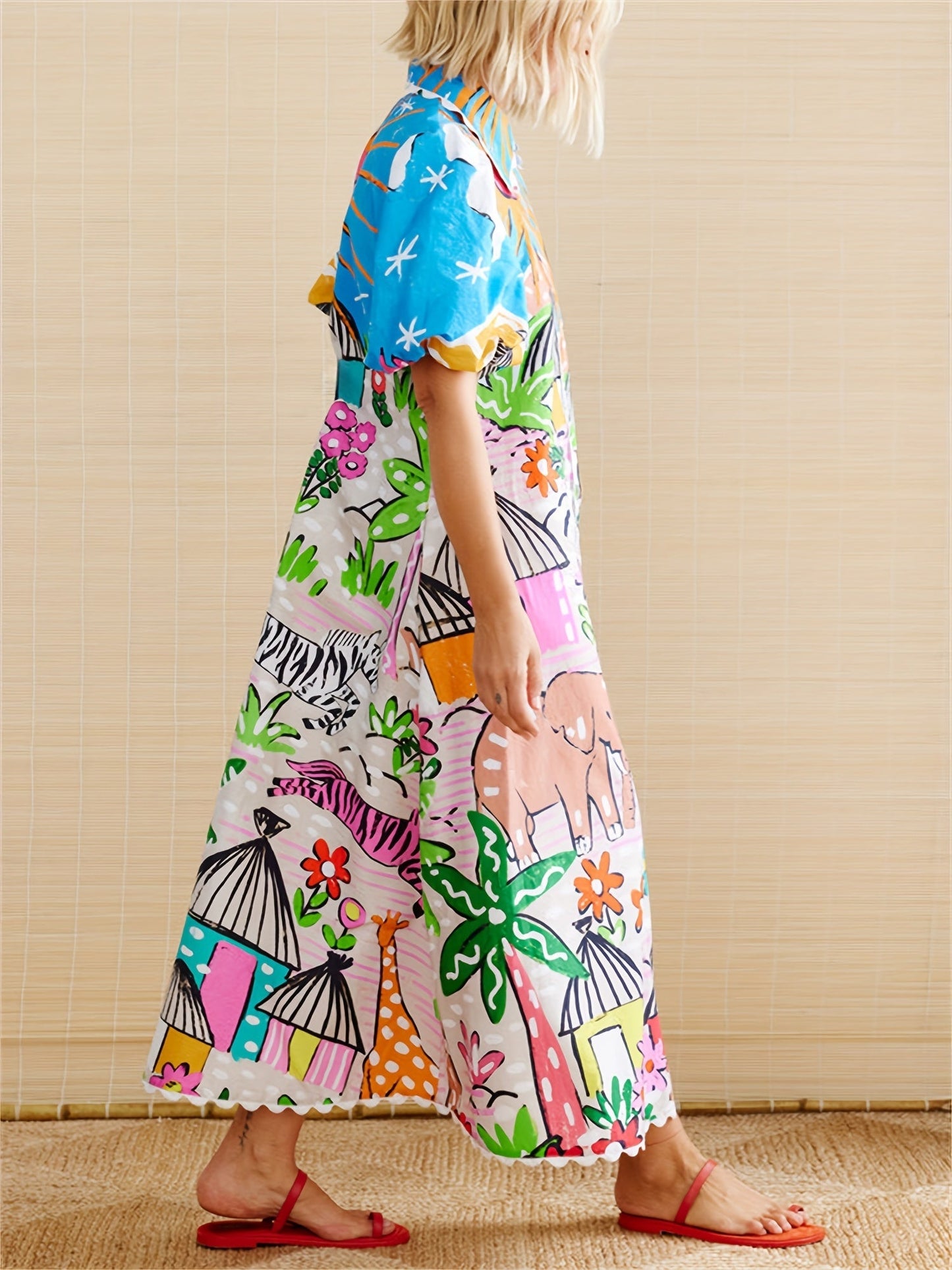 Image of Olive | Women's Short Sleeve A-Line Midi Dress