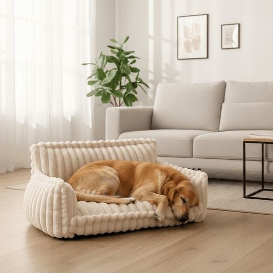 Orthopedic Dog Sofa with Memory Foam, Plush, Foldable, Non-Slip, Removable Cover