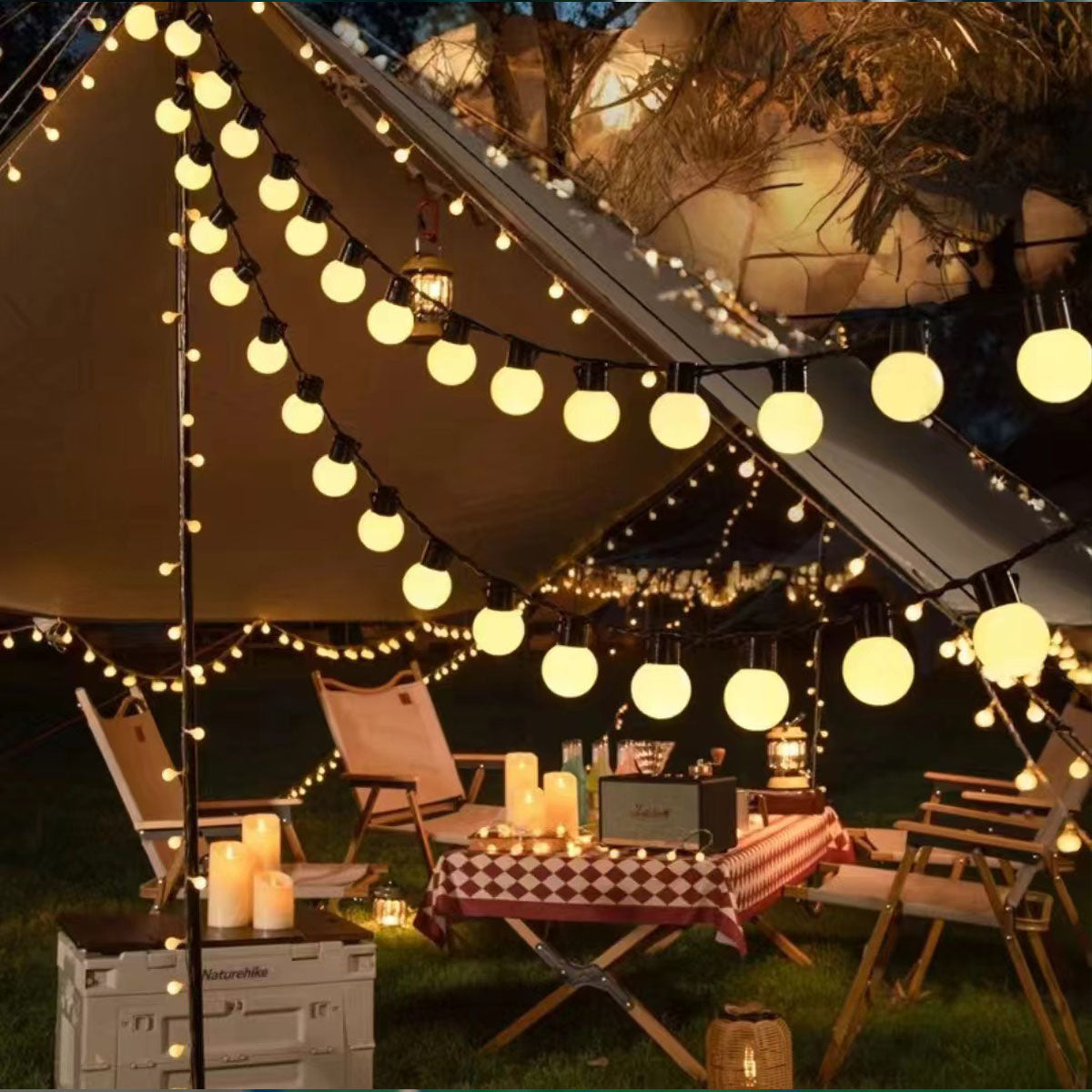 Outdoor Camping LED Globe String Lights IP55 Waterproof Multi-Power