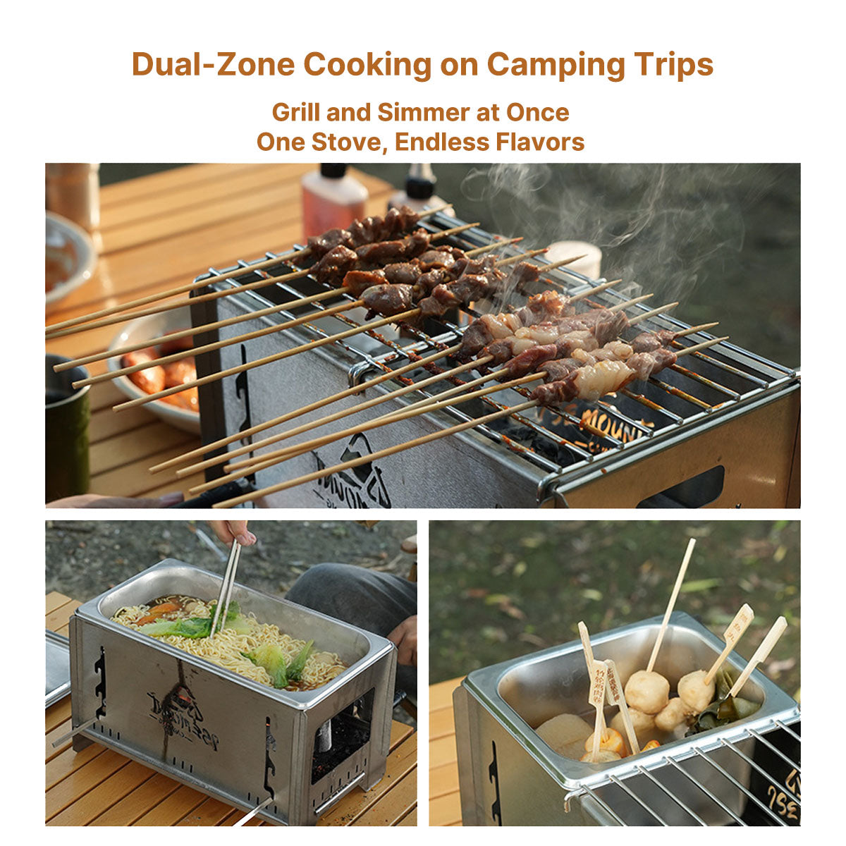 Outdoor Multi-Function Charcoal Camp Grill & Stove