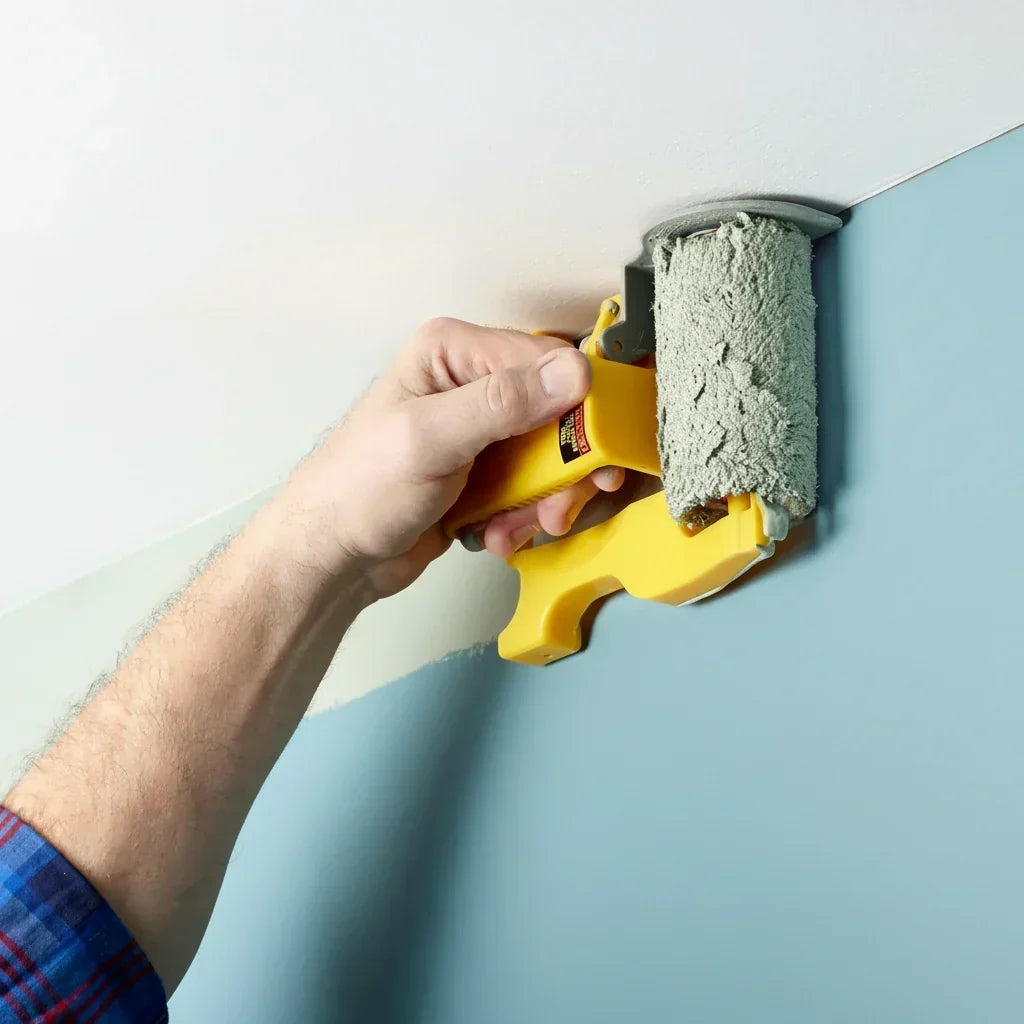 Paint Roller Edger Tool - Tape-Free Baseboard and Crown Molding Guide