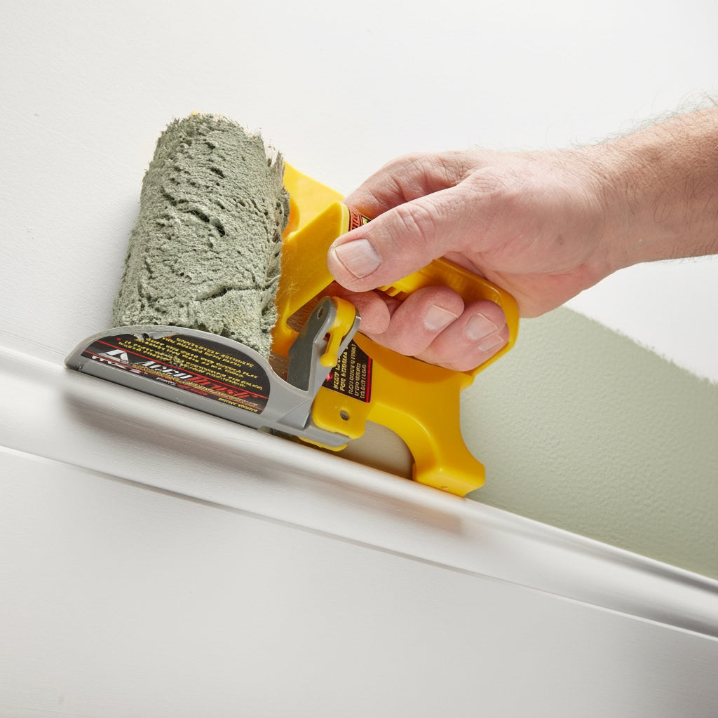 Paint Roller Edger Tool - Tape-Free Baseboard and Crown Molding Guide