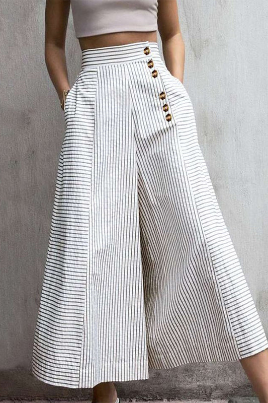 Image of Pamela | Women's High-Waisted Striped Wide Leg Pants