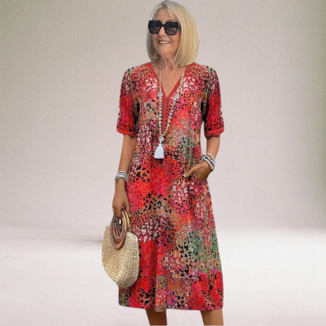 Image of Patricia | Women's V-Neck Midi Dress
