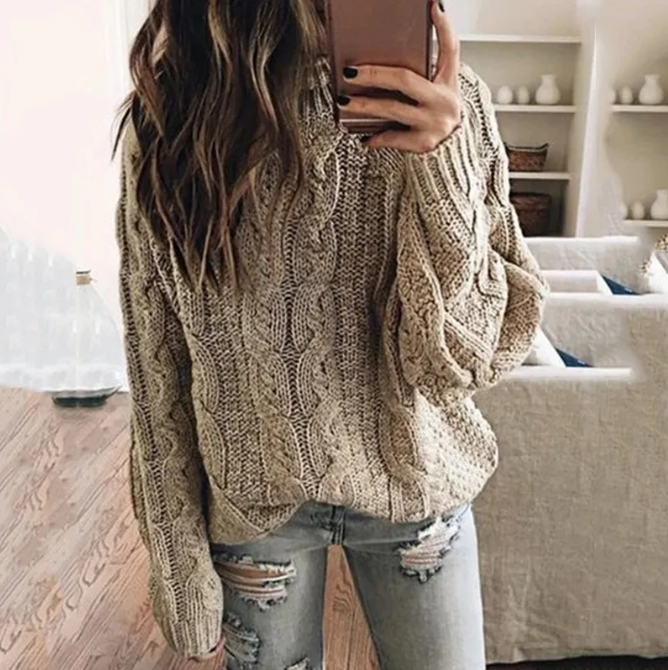 Peggy | Women's Off the Shoulder Cable Knit Sweater - Image 1