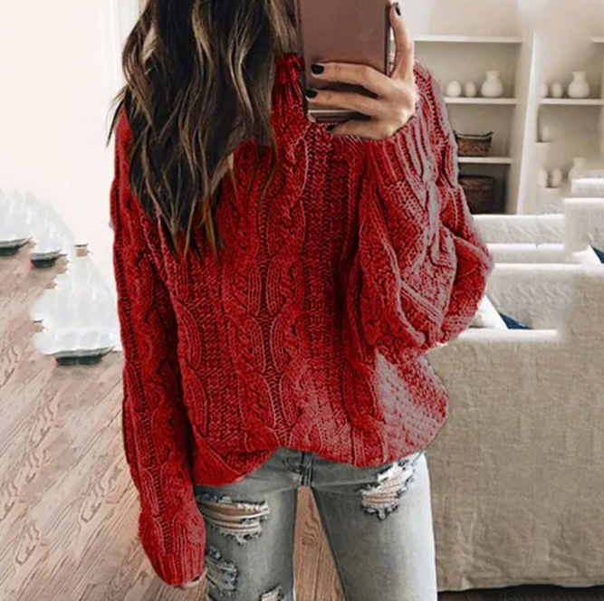 Peggy | Women's Off the Shoulder Cable Knit Sweater - Image 2