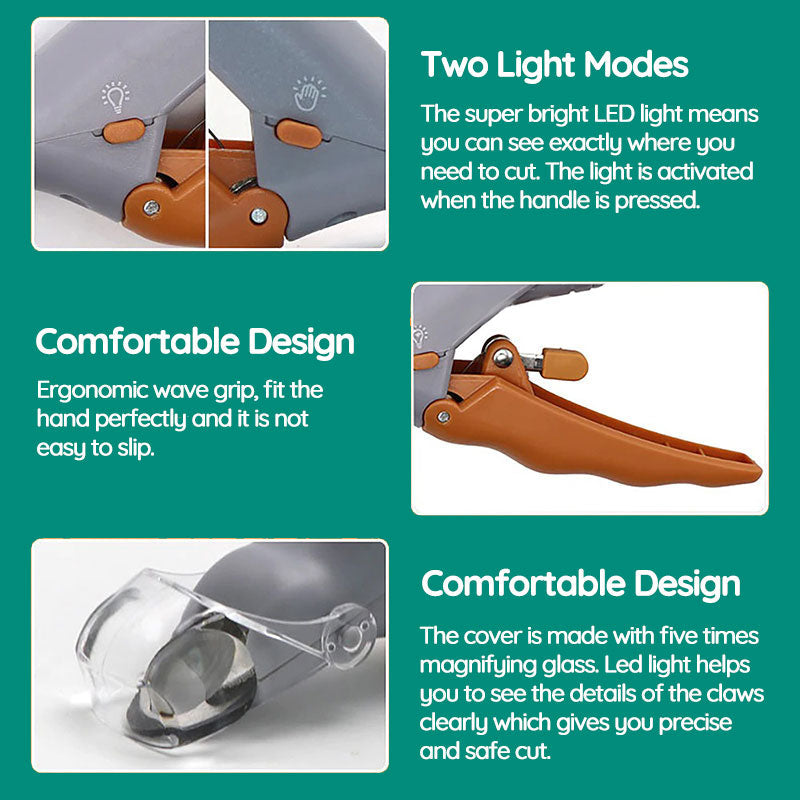 Pet Nail Clipper with LED Light & Protective Sensor