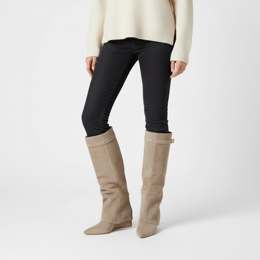 Pointed Toe Boots with Hidden Wedge