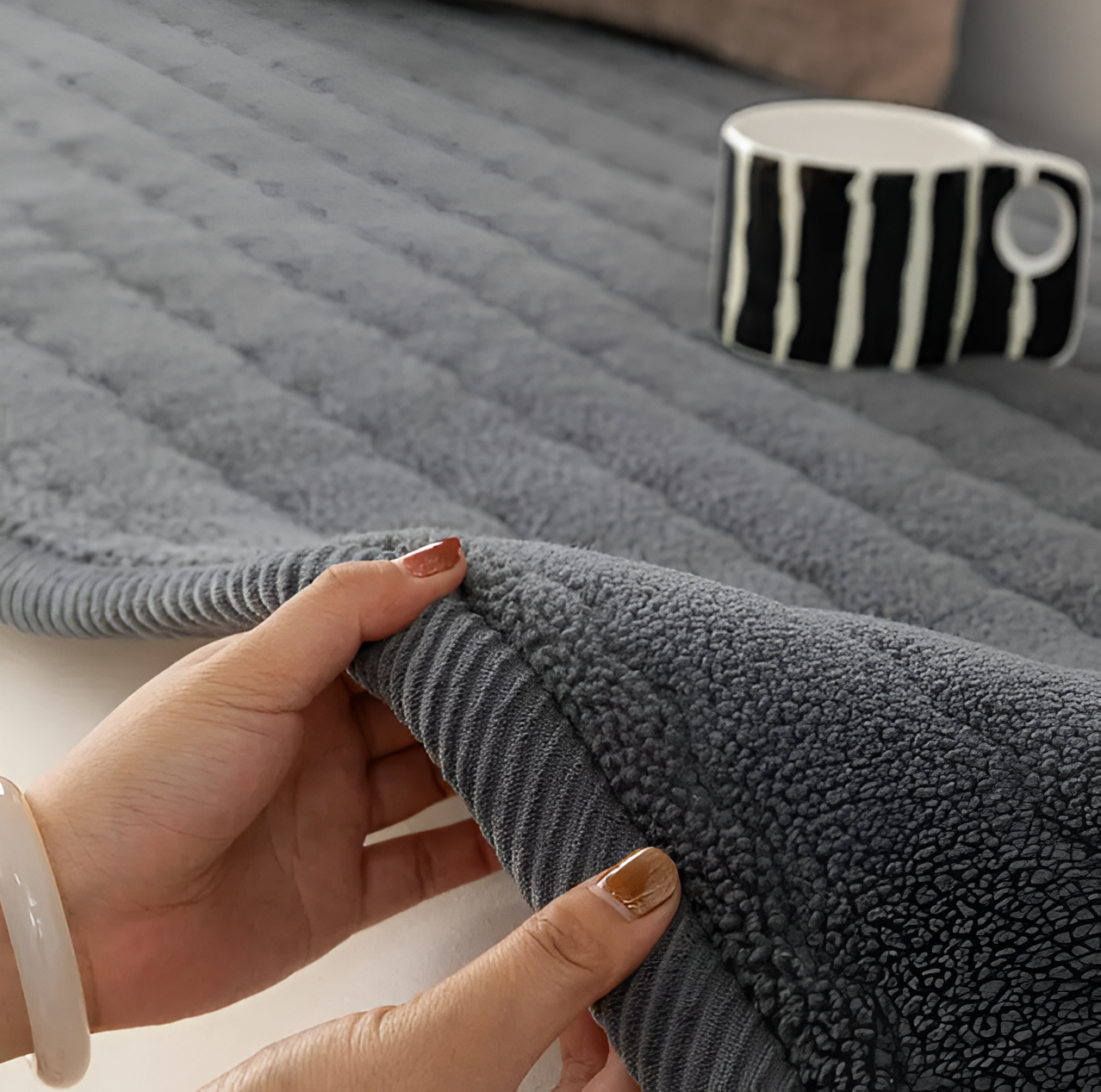 PolyesPlush Non-Slip Sofa Cover – Pet-Friendly, Machine Washable Couch Protector