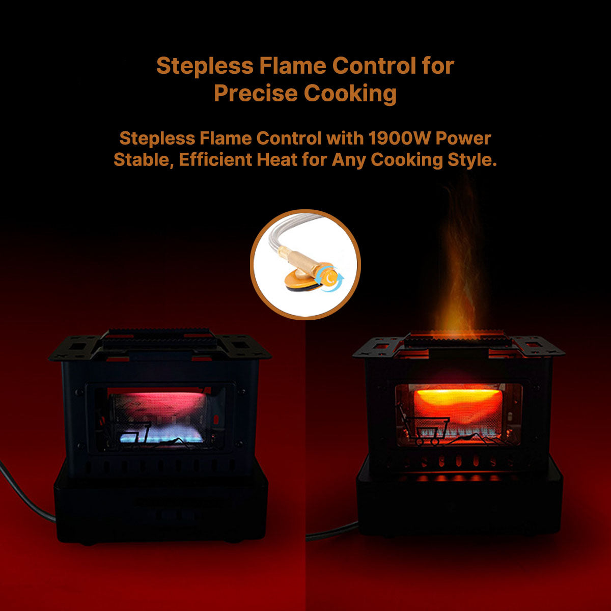 Portable 1900W Retro Gas Stove with Flame View