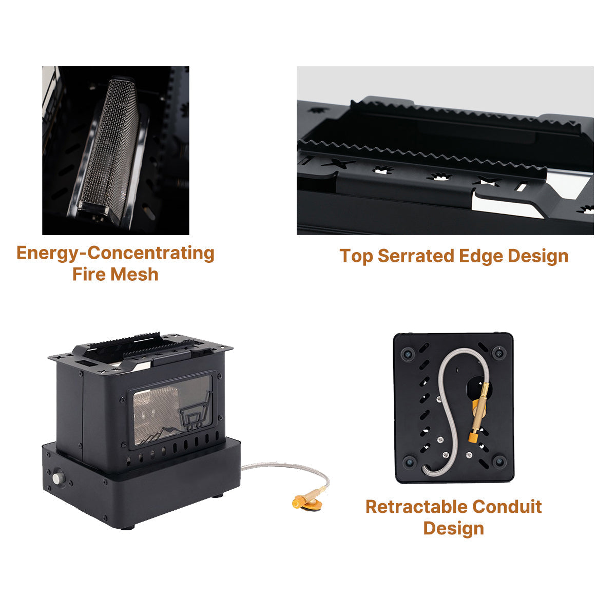 Portable 1900W Retro Gas Stove with Flame View