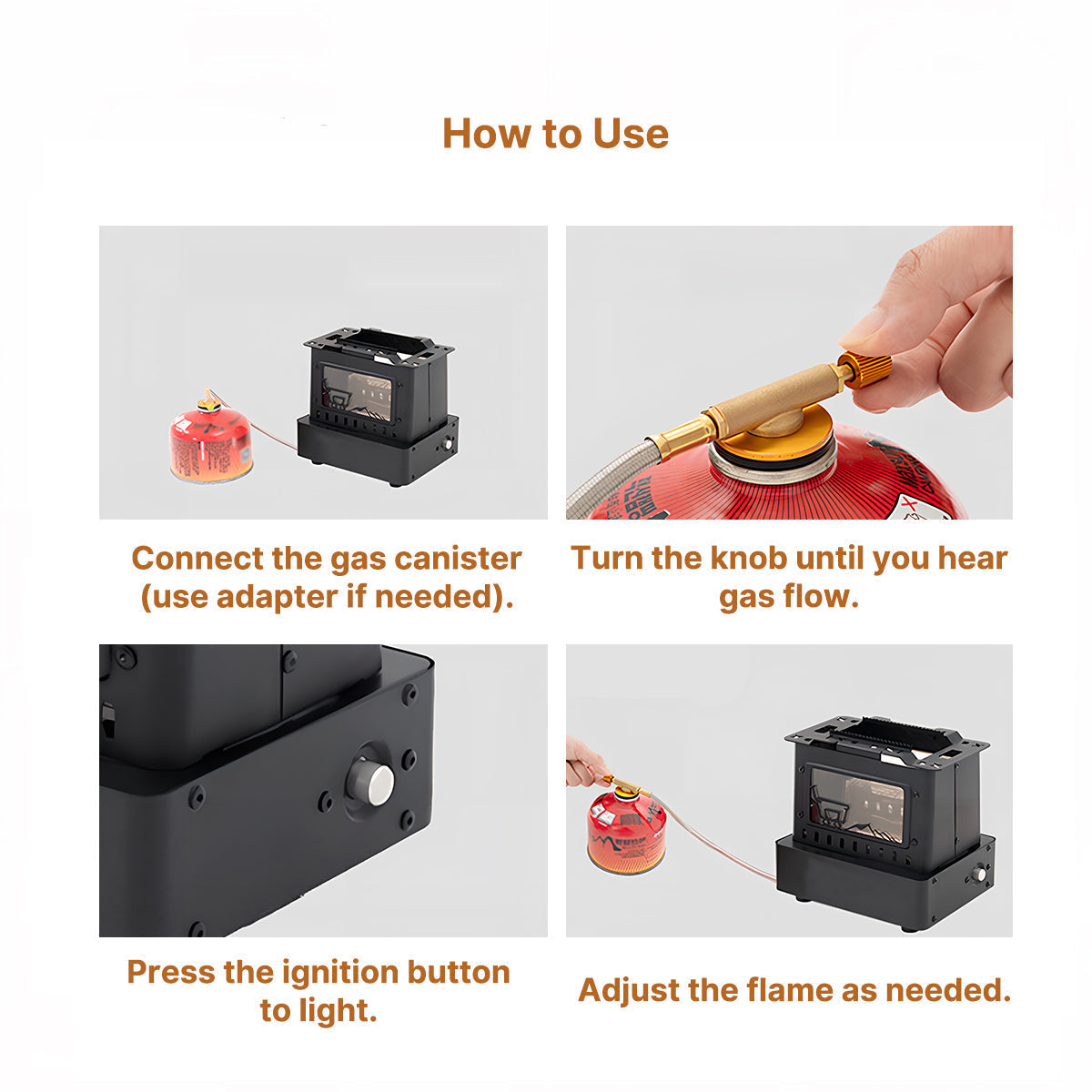 Portable 1900W Retro Gas Stove with Flame View