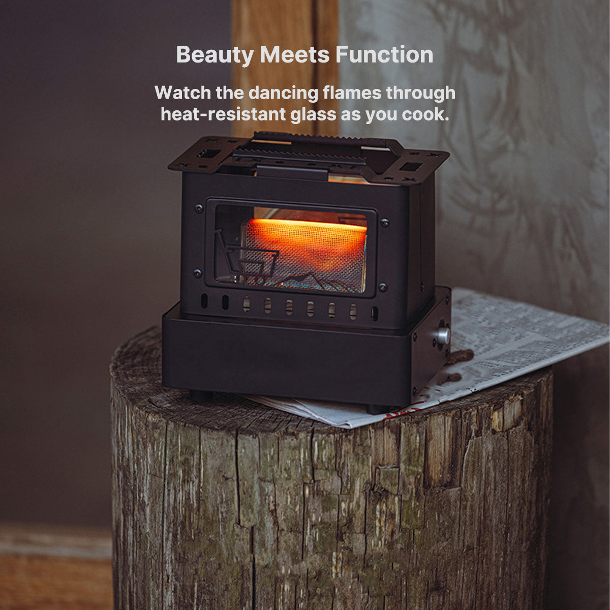 Portable 1900W Retro Gas Stove with Flame View