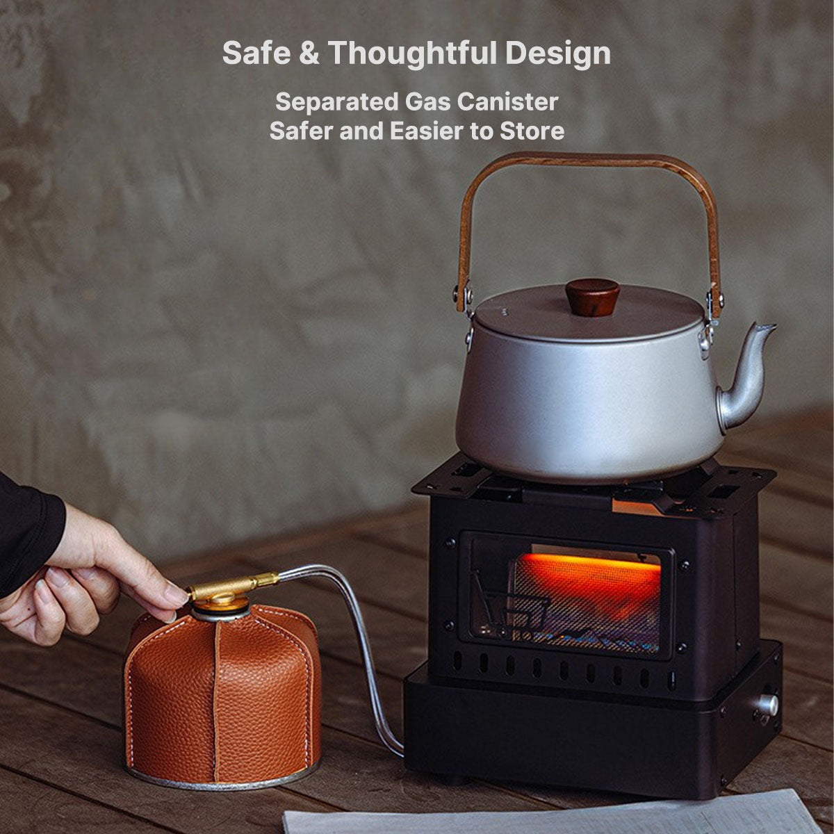 Portable 1900W Retro Gas Stove with Flame View