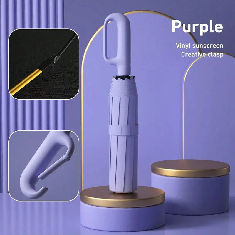 Portable Automatic Folding Umbrella - Windproof and Waterproof with Loop Buckle