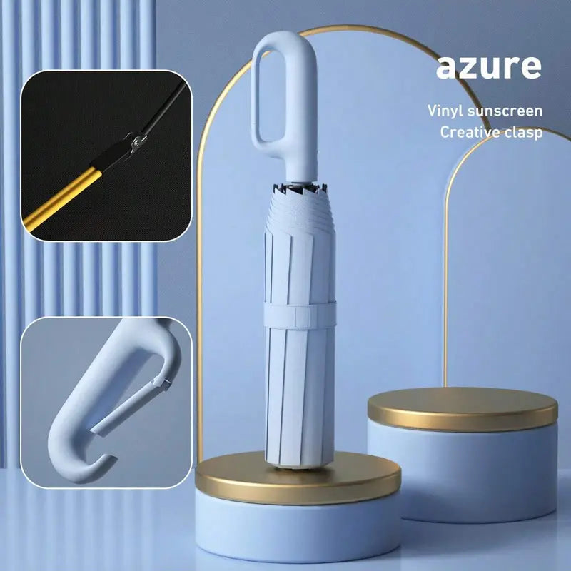 Portable Automatic Folding Umbrella - Windproof and Waterproof with Loop Buckle