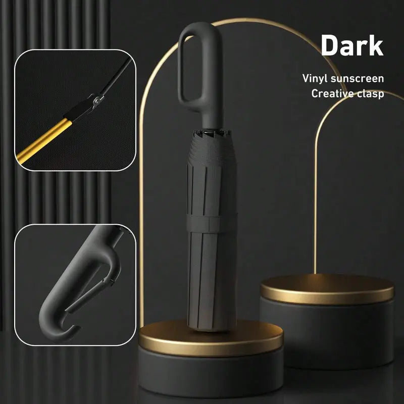 Portable Automatic Folding Umbrella - Windproof and Waterproof with Loop Buckle
