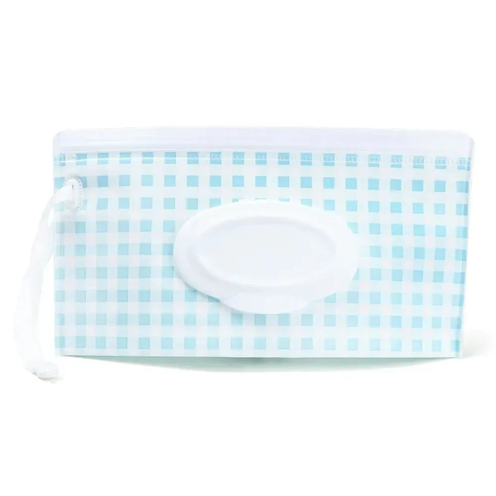 Portable Baby Wet Wipe Pouch with Flip Top Lid and Carrying Strap