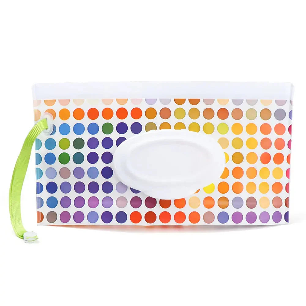 Portable Baby Wet Wipe Pouch with Flip Top Lid and Carrying Strap