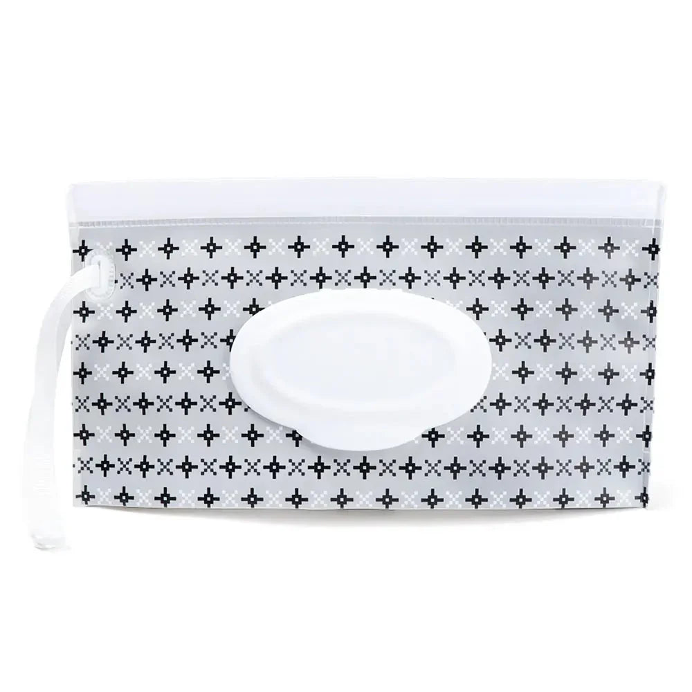 Portable Baby Wet Wipe Pouch with Flip Top Lid and Carrying Strap