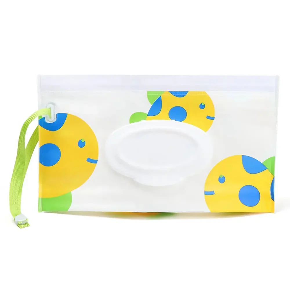 Portable Baby Wet Wipe Pouch with Flip Top Lid and Carrying Strap