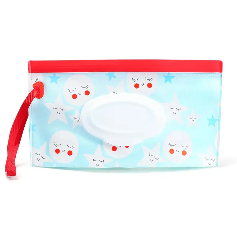 Portable Baby Wet Wipe Pouch with Flip Top Lid and Carrying Strap
