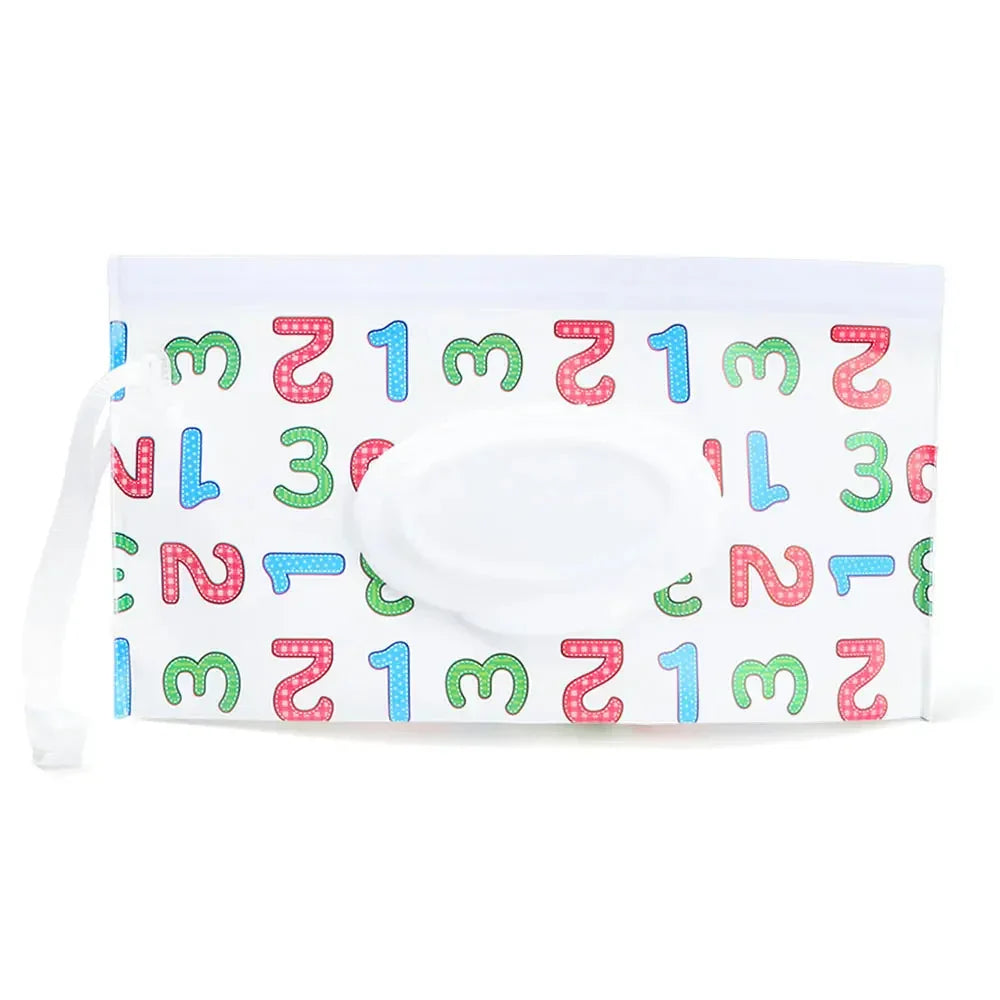Portable Baby Wet Wipe Pouch with Flip Top Lid and Carrying Strap