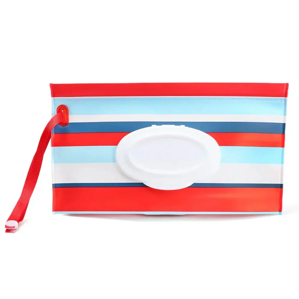 Portable Baby Wet Wipe Pouch with Flip Top Lid and Carrying Strap
