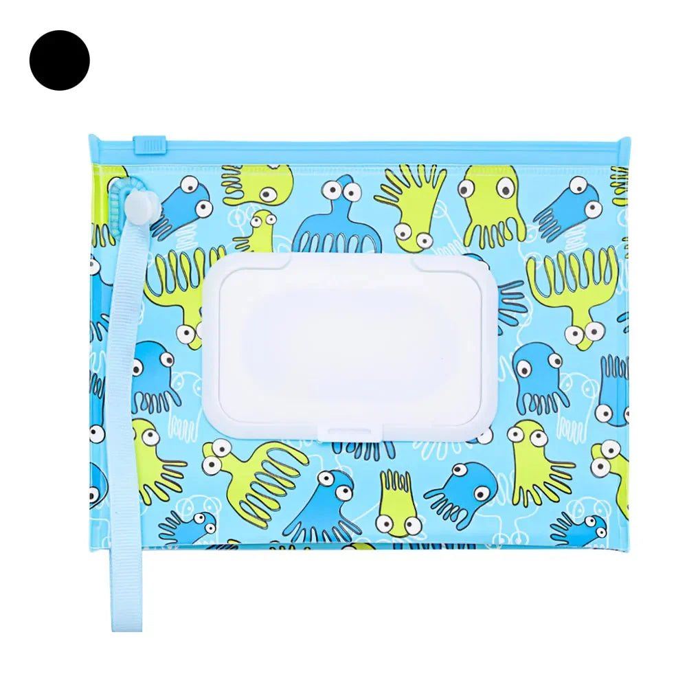 Portable Baby Wet Wipe Pouch with Flip Top Lid and Carrying Strap