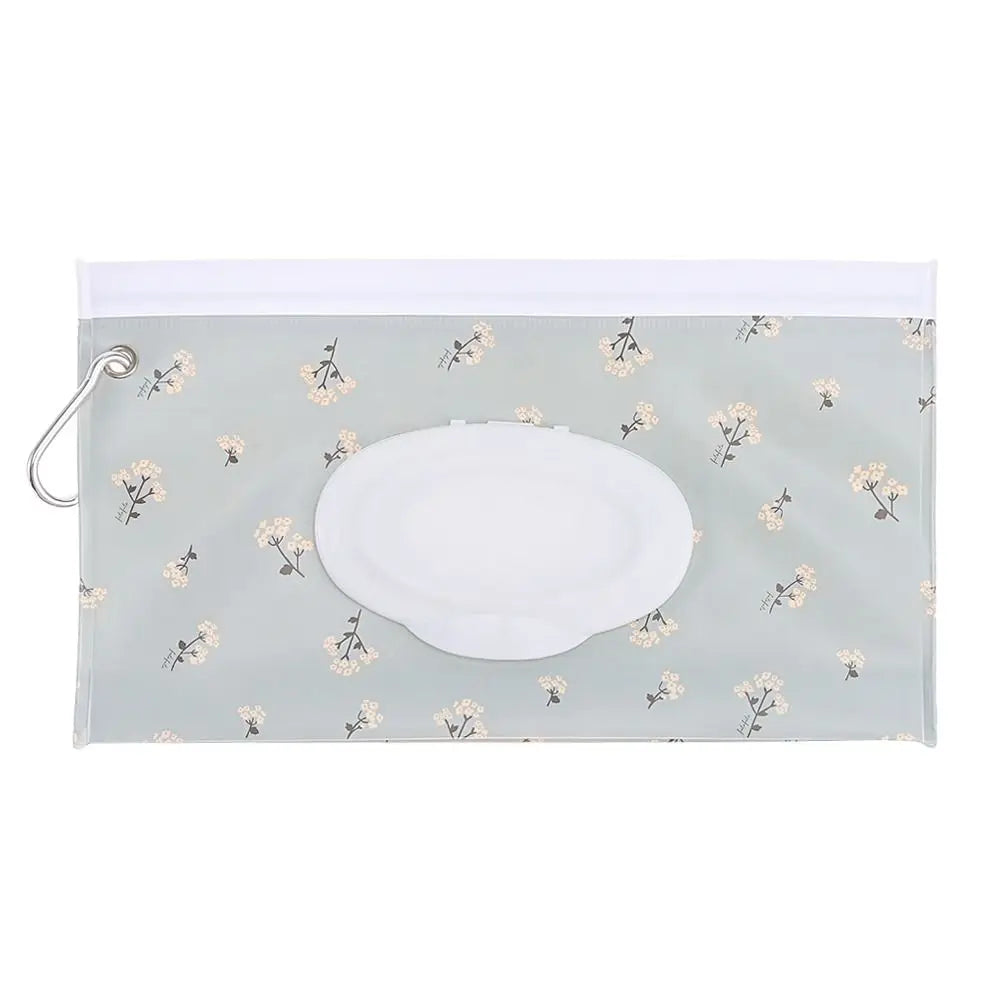 Portable Baby Wet Wipe Pouch with Flip Top Lid and Carrying Strap