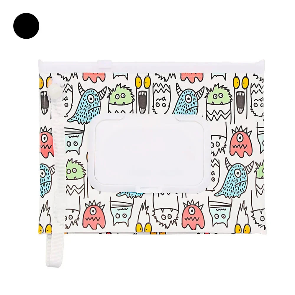 Portable Baby Wet Wipe Pouch with Flip Top Lid and Carrying Strap