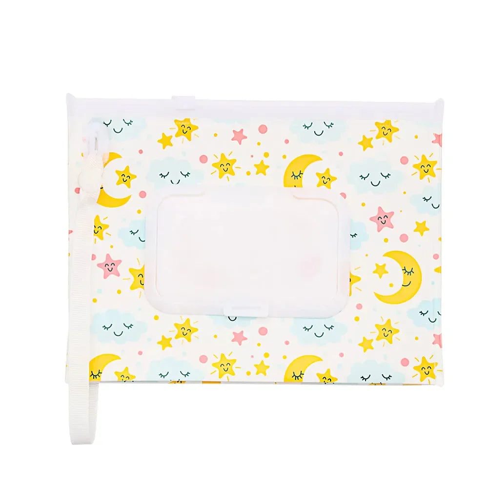 Portable Baby Wet Wipe Pouch with Flip Top Lid and Carrying Strap