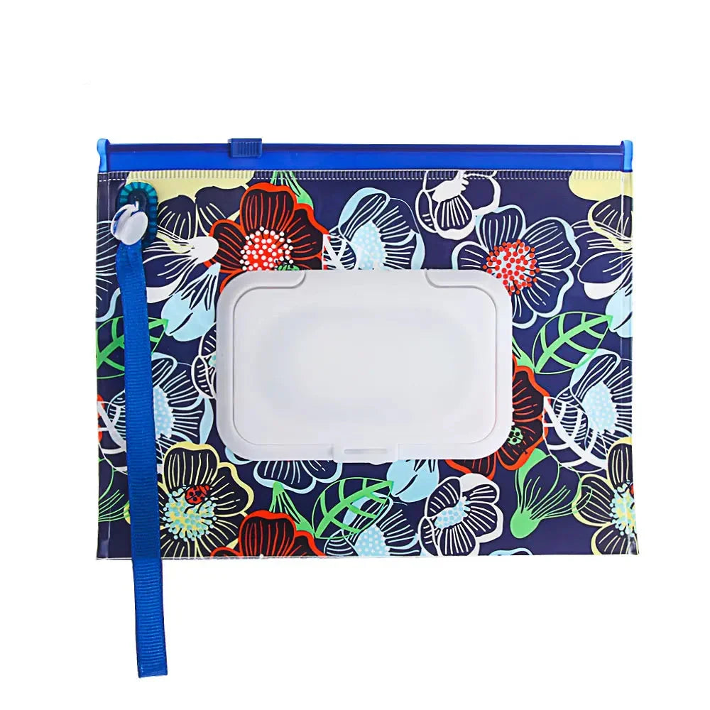 Portable Baby Wet Wipe Pouch with Flip Top Lid and Carrying Strap