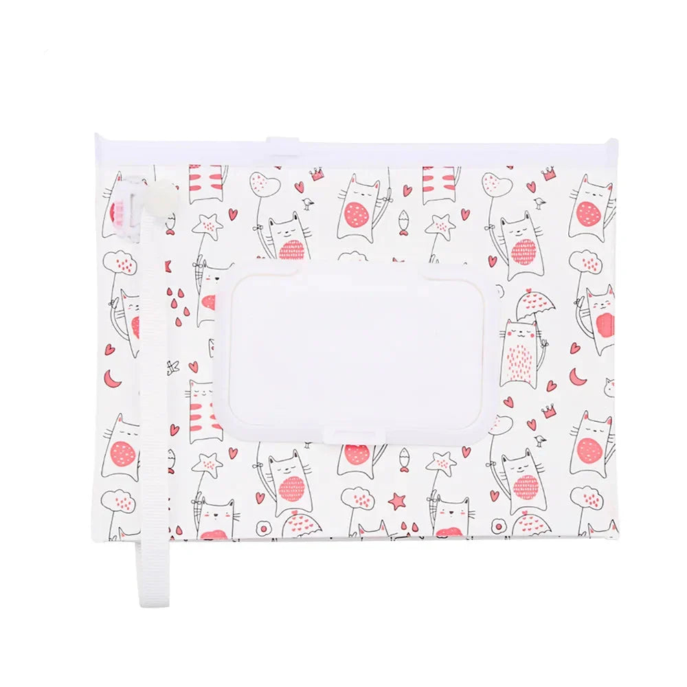Portable Baby Wet Wipe Pouch with Flip Top Lid and Carrying Strap