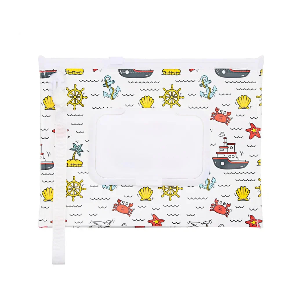 Portable Baby Wet Wipe Pouch with Flip Top Lid and Carrying Strap