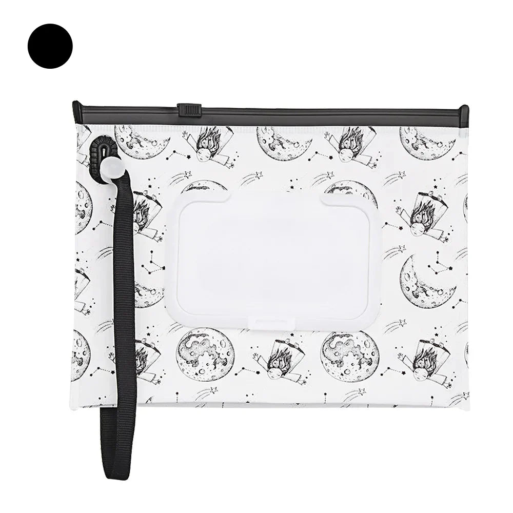 Portable Baby Wet Wipe Pouch with Flip Top Lid and Carrying Strap