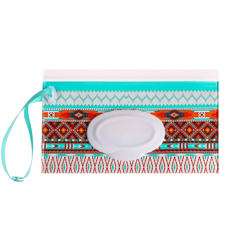 Portable Baby Wet Wipe Pouch with Flip Top Lid and Carrying Strap
