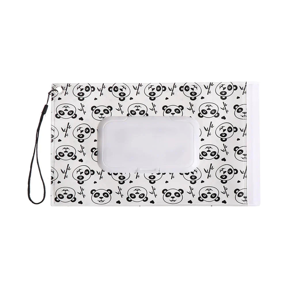 Portable Baby Wet Wipe Pouch with Flip Top Lid and Carrying Strap