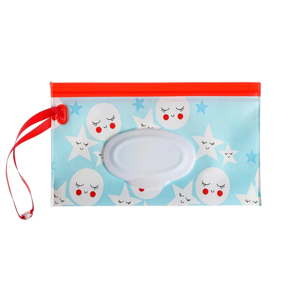 Portable Baby Wet Wipe Pouch with Flip Top Lid and Carrying Strap