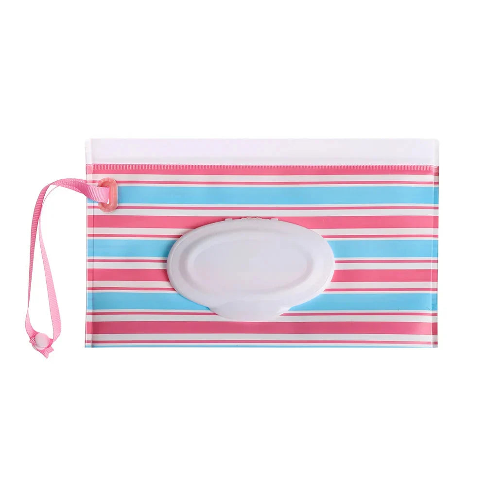 Portable Baby Wet Wipe Pouch with Flip Top Lid and Carrying Strap