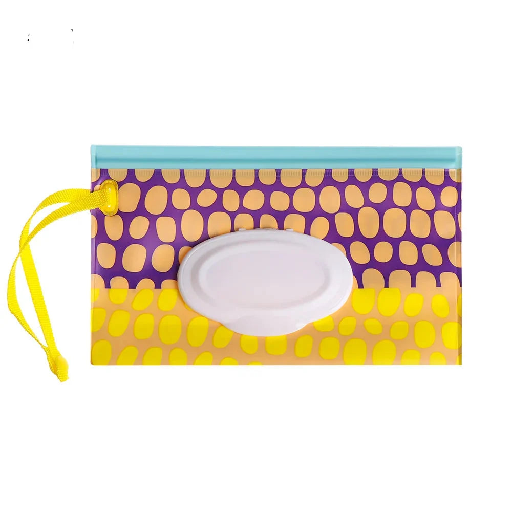 Portable Baby Wet Wipe Pouch with Flip Top Lid and Carrying Strap