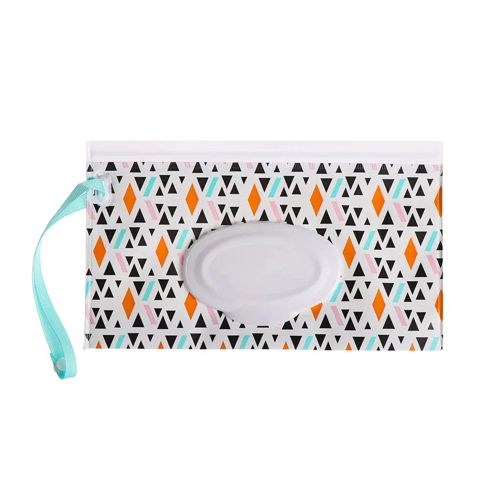 Portable Baby Wet Wipe Pouch with Flip Top Lid and Carrying Strap