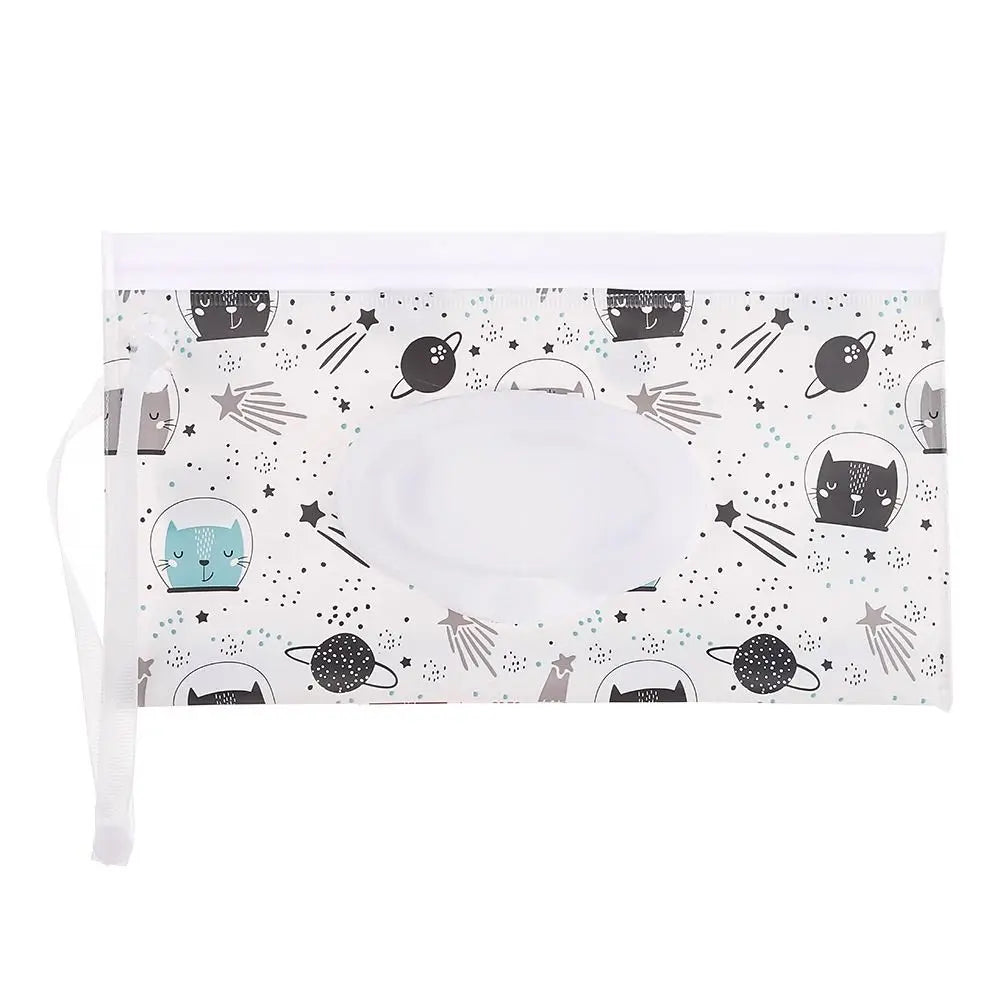 Portable Baby Wet Wipe Pouch with Flip Top Lid and Carrying Strap