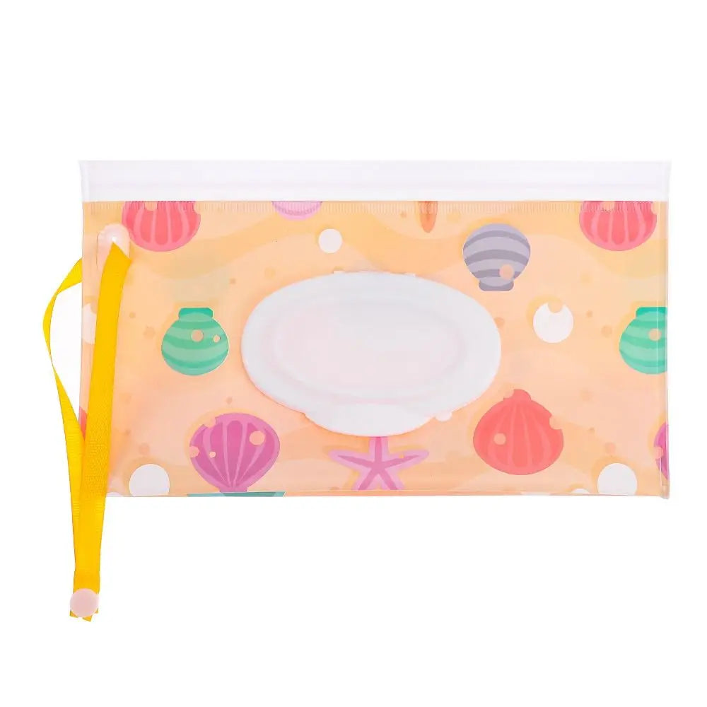 Portable Baby Wet Wipe Pouch with Flip Top Lid and Carrying Strap