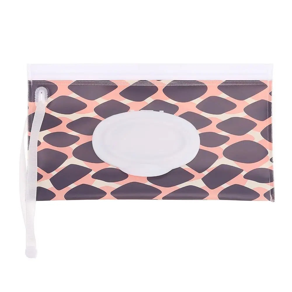 Portable Baby Wet Wipe Pouch with Flip Top Lid and Carrying Strap