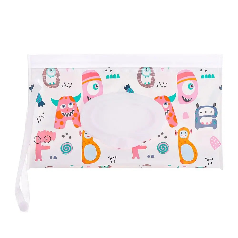 Portable Baby Wet Wipe Pouch with Flip Top Lid and Carrying Strap