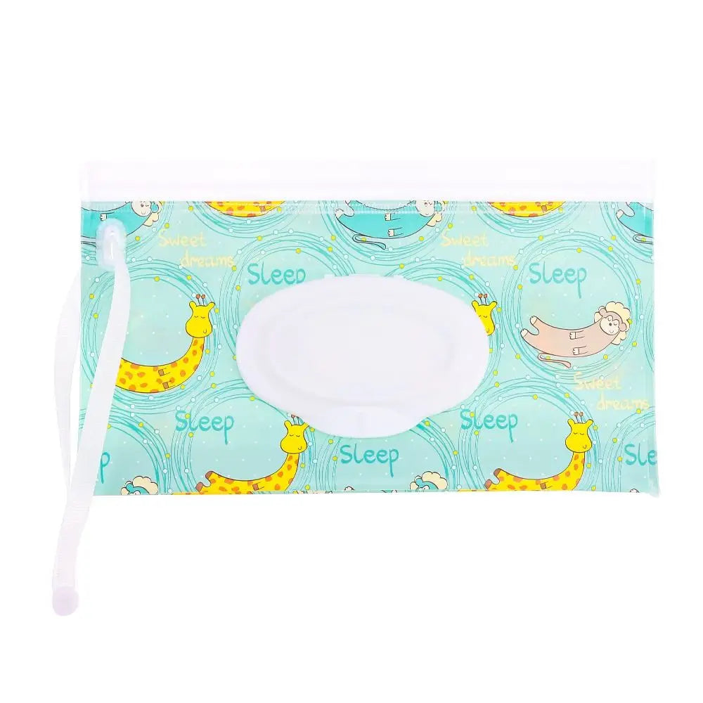 Portable Baby Wet Wipe Pouch with Flip Top Lid and Carrying Strap