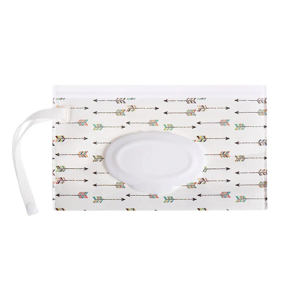 Portable Baby Wet Wipe Pouch with Flip Top Lid and Carrying Strap